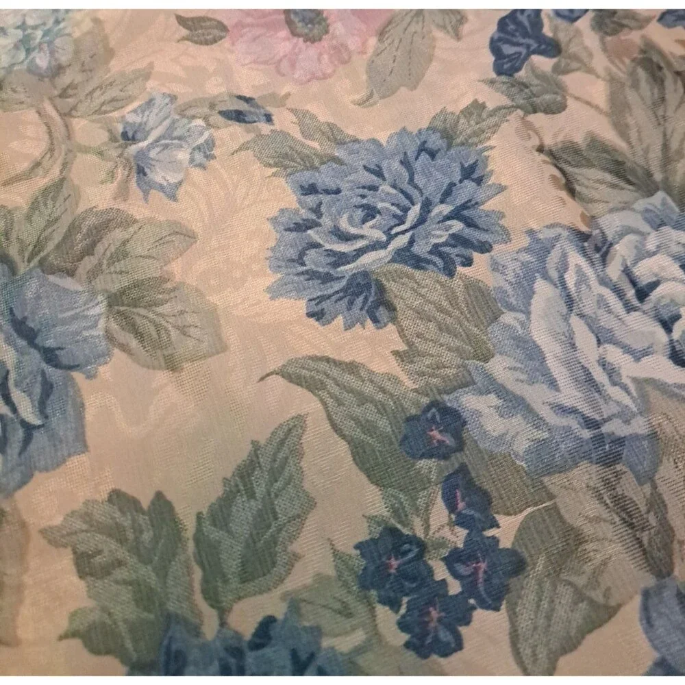 Vintage Roses Shower Curtain Balloon Valance Floral Damask Satiny Cottage